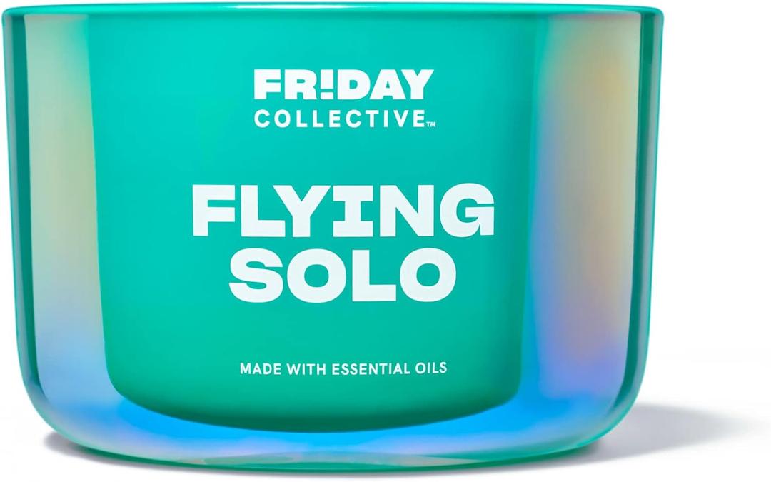 4 x Friday Collective Flying Solo Candle, Fresh & Clean Scented, Made with Essential Oils, 3 Wicks, 13.5 oz
