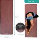 Yoga Mat Thick 5mm – Non Slip Exercise Mat Workout Surface, PU Natural Rubber Grip, Extra Large 183x68 cm Wide Design, Pilates Fitness Training, Includes Strap & Carry Bag
