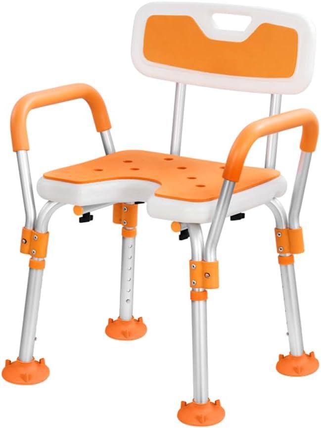 Height-Adjustable Shower Chair with Anti-Slip Armrest & Seat Pad - for Elderly, Disabled, and Pregnant. Heavy Duty Aluminum Frame Supporting Up to 280 LB.