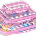 3 Pack Pink Extra Large Zippered Hard Shell Pouch,Clear Plastic Case,Hard Sided Case for Storage Bags,Portable Waterproof Diaper Bag Cosmetic Bag(3 Pcs-XL+L+S)