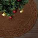 24 inch Coffee Knitted Christmas Tree Skirt for 4 Ft Tree - Luxury Thick Rustic Xmas Decoration for Pencil Trees Christmas Home Decor(Coffee, 24" 2510)