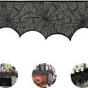 YHW Halloween Decoration Black Lace Spiderweb Scarf Cover Festive Party Supplies 45 X 243cm 18 x 96 inch