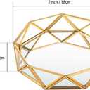 Feyarl Small Gold Glass Perfume Tray Jewelry Trinket Organizer Tray Ornate Vanity Cosmetic Makeup Display Decorative Tray for Home Decor Dresser Tabletop Countertop (7inch)