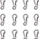Mini Carabiner Clip Spring Snap Hook Buckle Clasps for Paracord Keychain Backpack Bottle Outdoor Camping Accessories (12Pcs Silver)