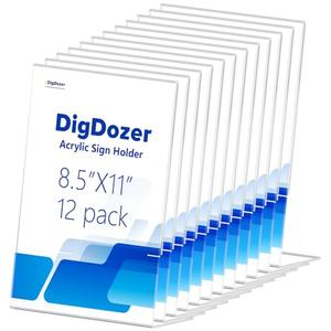 DigDozer 10 Pcs Acrylic Sign Holder 8.5 * 11inch, Slanted Back Sign Holder, Acrylic Display Stand,Vertical Indicator Stand, Suitable for Shopping Malls, Offices, Restaurants, and Weddings