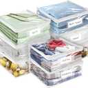 Plastic Storage Bags with Easy-Glide Zipper, Pack of 8, Durable Clear Vinyl Zippered Storage Bags for Clothes Sweaters Comforters Blankets Sheets Bedding (12 x 12 x 3.9 Inch)