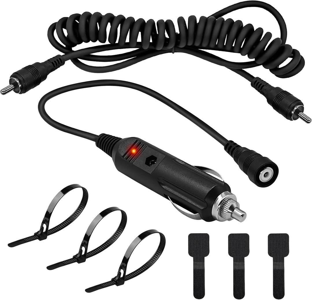 12V Cigarette Lighter Socket Port RCA Plug for Heated Most Electric Shields, Helmet, Visor Port, Snowmobile Heated Helmet Connector(Kit)
