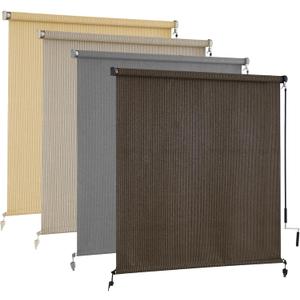 AOSKY Outdoor Roller Shades, Cordless Patio Shades Roll Up Outdoor Blinds, Roller Blinds Cloth for Porch Pergola Balcony Backyard Windows, 60" W x 72" H, Mocha