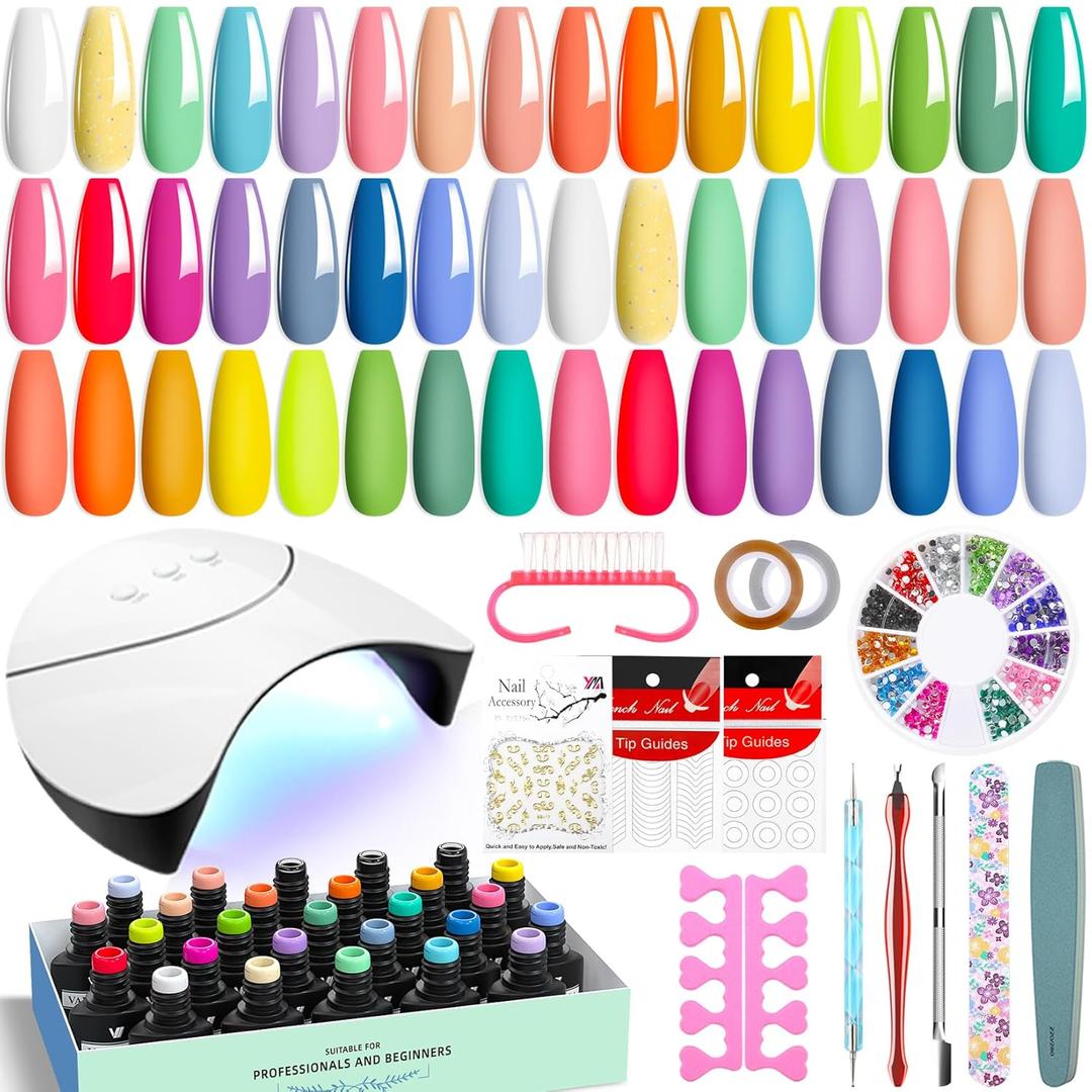 VANREESA Gel Nail Polish Kit with U V Light 24 Colors Gel Polish Nail Kit with Base Coat Glossy & Matte Top Coat Complete Nail Kit with Manicure Tools for Beginners Gifts for Women