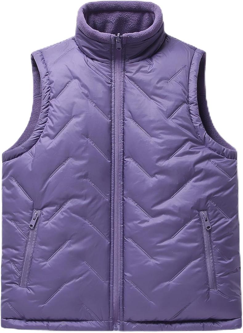 Women's Quilted Puffy Vest Lightweight Fleece Lined Zip Up Sleeveless Jacket Warm Winter Gilet (XX-Large, Purple)