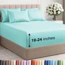 Extra Deep Queen Sheet Set - 6 Piece Breathable and Cooling Sheets - Hotel Luxury Bedding for Women, Men, Kids & Teens - Easy Secure Fit - Soft, Wrinkle Free and Comfy - Extra Deep Pockets - Spa Blue