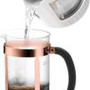 Bodum 34oz Chambord French Press Coffee Maker, High-Heat Borosilicate Glass, Stainless Steel, Copper Made in Portugal