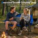 Double Camping Chair, Heavy Duty Folding Loveseat Camping Chairs, Blue, 57.5" W x 37.4" H x 21.6" L