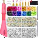 Worthofbest Hotfix Rhinestone Setter, Hot Fix Applicator Tool Bedazzler Kit with rhinestones, Kit, Hot Fixed Wand for Clothes Clothing Fabric Crafts, 5000 Pcs, AB Crystal, Clear, 3 Gems Sizes, Tips