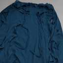 GOBLES Women's Sexy Long Flare Sleeve Chiffon Ruffle Deep Tie V Neck Bodycon Mini Party Dress (Large, Indigo)