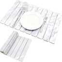 Elegant Grey Marble Drying Mat, Collapsible & Extra Large Absorbent Diatomite Stone Tray for Kitchen Counter, Quick Dry Dish Drying Pad for Dishes, Cups, Pots & Utensils 24x16