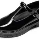 DREAM PAIRS Girls Mary Jane Dress Shoes Chunky Platform School Uniform Shoes T-Strap Oxfords Loafers Star Flats US 2
