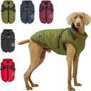 AIMYDOG Warm Dog Winter Coat, Cold Weather Jacket with Built-in Harness, Reflective & Adjustable Comfortable Pet Vest, Windproof Apparel for Small Medium Large Dogs (Green), XXL