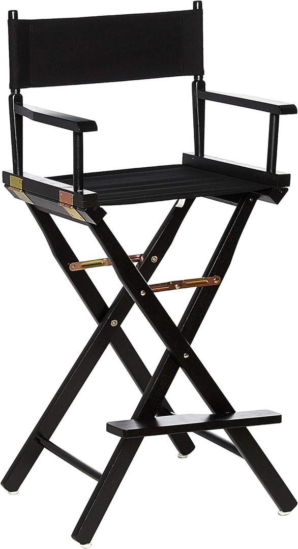Casual Home Director's Chair ,Black Frame/Black Canvas,30" - Bar Height (30 in, Black)