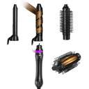 GLAMUP 3 in 1 Rotating Curling Iron 1"-1.25" Inch Automatic Wand & Thermal Brush set, Beach Waves, Hair Curler for Medium & Long Hair, MCH Fast Heating, Ceramic Coating,