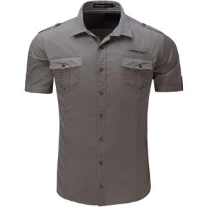 FREDD MARSHALL Men's Short Sleeve Regular-Fit Work Shirt (#55890 Gray, Small)