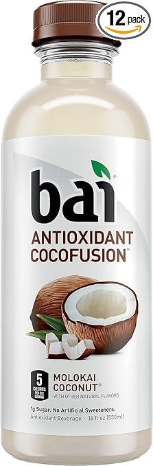 Bai Cocofusions Molokai Coconut, Antioxidant Infused Beverage, 18 Fl. Oz. Bottles (Pack of 12) Best Before 03/20/26