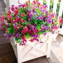 florisso Artificial Flowers for Outdoors Daisy 12 Bundles for Home Decoration, Faux Flower Fake Plants Outside Decoration with Eucalyptus UV Resistant for Planter Porch Patio Yard Garden