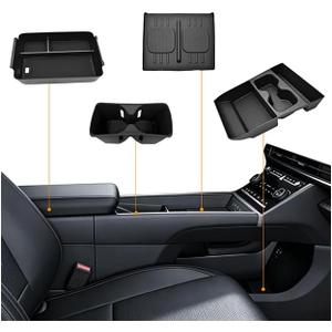 4PCS Center Console Organizer for 2024-2026 Hyundai Santa Fe Accessories, Wireless Charging Mat + Cup Holder Insert + Lower Console Organizer + Center Console Organizer for Santa Fe Accessories