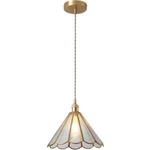 Vintage Glass Pendant Light, Adjustable Cord Hanging Light Fixture