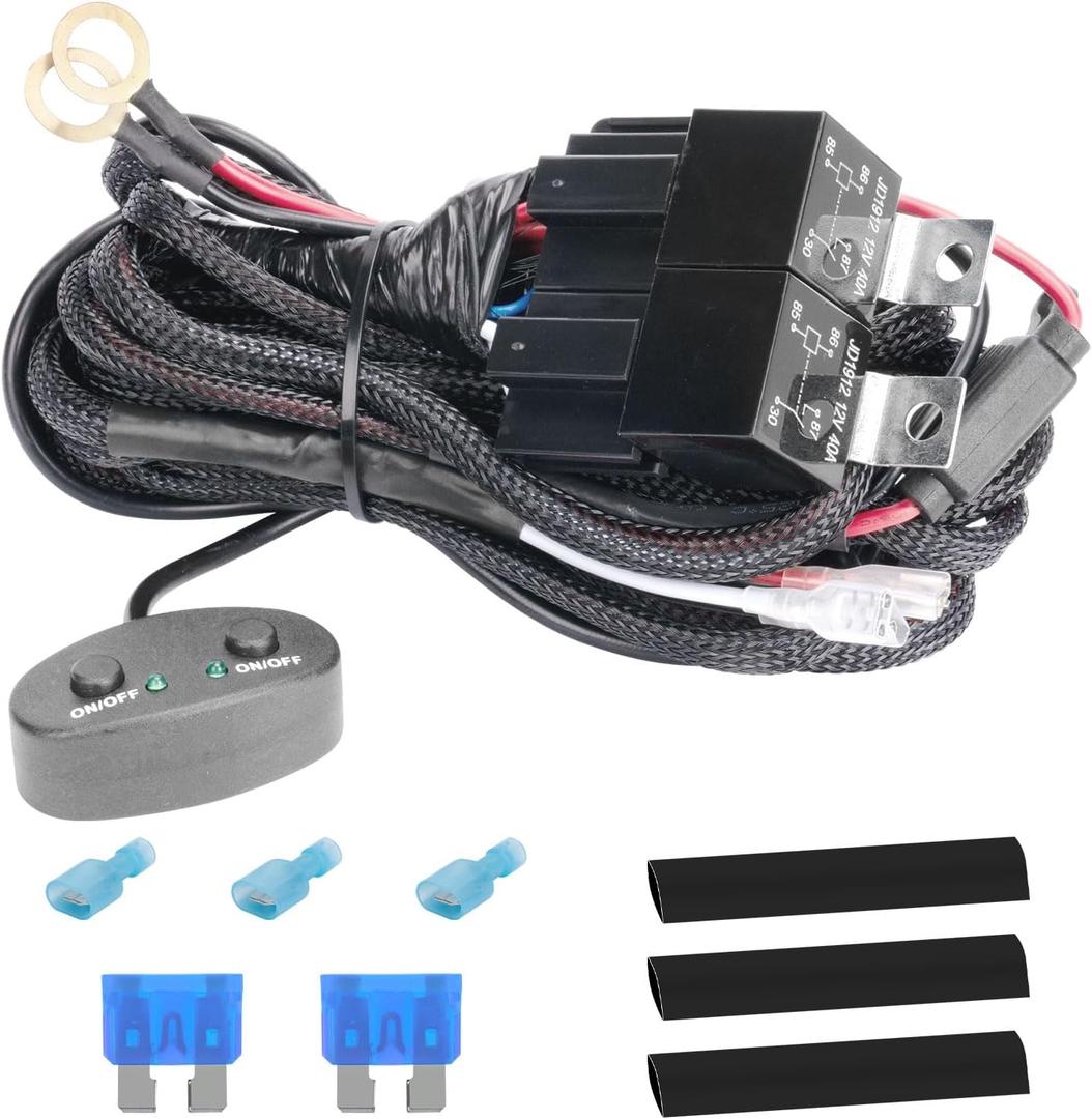 YCHOW-TECH Dual Color Light Bar Wiring Harness Kit 18AWG with 12V Relay On Off Switch Power Relay Blade Fuse for Dual Mode Off Road DRL LED Work Light