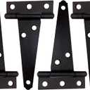 QCAA Steel Light T Hinge, 3" x2-5/16 x1.4mm, Elegant 2-Layered Frosted Matte Black, Powder Coated, 6 Pack