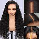 Glueless Curly Wigs Human Hair 9x6 Wear and Go Wig Human Hair Pre Plucked Pre Cut Black Deep Wave Closure Lace Front Wigs Human 12a 220% Density Loose Curly Wig Bleached Knots for Women 24 Inch