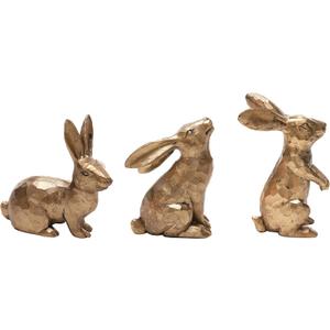 DN DECONATION Golden Polyresin Bunny Decor Rabbit Figurines, Easter Bunny Statue Set of 3 for Spring Tabletop Decor (Golden Polyresin(set of 3))