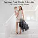 Gromast Compact Fold Baby Stroller, Lightweight Travel Toddler Stroller with One-Click Fold, Extendable UPF50+ Canopy, Cup Holder, UV Protected and Waterproof, One-Hand Folding - Gray