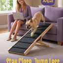 Dog Ramp for Bed, Adjustable Pine Wood Ramp for Small & Medium Dogs