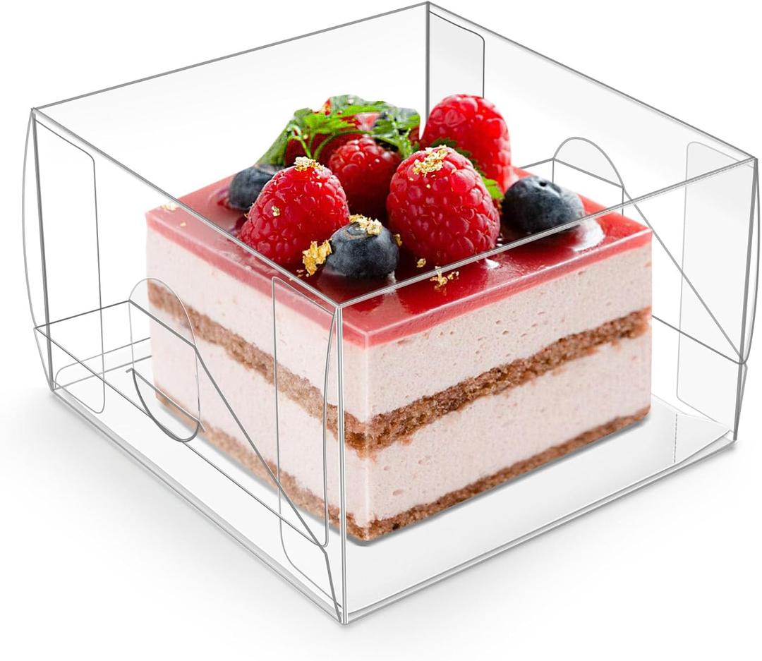 Vowcarol Bento Cake Boxes 6X6X4 Inches Cake Boxes with Cake Bottom Boards 12 Pack, Bakery Box, Favor Boxes for Cookies, Donuts, Macarons, Pastry Gift Boxes