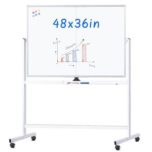 maxtek Rolling Whiteboard, 48x36 Large Magnetic White Board with Stands, Big Double-Sided White Board Dry Erase on Wheels for Homeschool, Home Office, Office, School (Silver, 48 x 36) : Office Products