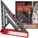 6-in-1 Carpenter Square 7 inch (1/8" Precision) Rafter Square Multi-Purpose Carpenter Tools:Square,Protractor, 1/16" Precision Steel Ruler,Marking Gauge,T-Bevel Gauge,Bubble Level