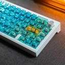 Blue Crystal Clear Keycaps Set, 156 Keys Cherry Profile Transparent Keycaps for 60% 65% 75% 100% Backlit Wireless Gateron Mx Switches Mechanical Gaming Keyboard