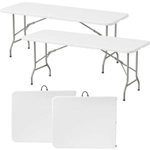 Elevon Folding Table, 8 Feet Heavy Duty Fold-in-Half Utility Table Indoor Outdoor for Camping, Picnic, Party