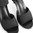 Peep Toe Heels for Women Sexy 3 Inches Stiletto Heeled Sandals for Women Open Toe Wide Stretchy Knit Heel Sandal Booties Slip On Comfortable Dressy Shoes for Prom, Party and Work Size 7 1/2