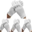 24 Pcs (12 Pair) White Cotton Gloves for Dry Hand Moisturizing Cosmetic Eczema Hand Spa and Coin Jewelry Inspection, Checking Gloves,Serving Gloves Stretchable Lining Gloves Moisturizing Gloves