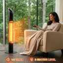 Freestanding Outdoot Electric Heater, Infrared Patio Heater for Outdoor/Indoor Use, 1500W Garage Heater Electric, Remote Controler, Black
