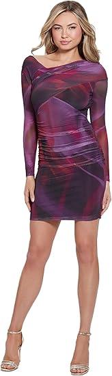 GUESS Women's Long Sleeve Shelly Dress, Opening Act Print S