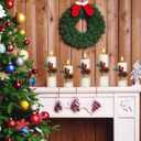 5 Pcs Christmas Pillar Candle 5 Size White Pillar Handmade Soy Wax Candles Holiday Decor Gift for Bedroom Bathroom Indoor Outdoor Home Dinner Party Decoration