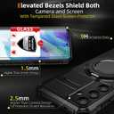 for Samsung Galaxy S21 FE Case Magnetic Compatible with MagSafe Wireless Charging,with 2 Screen Protectors,for S21 FE Case with Stand Ring Military Grade Shockproof Heavy Duty Protection Black