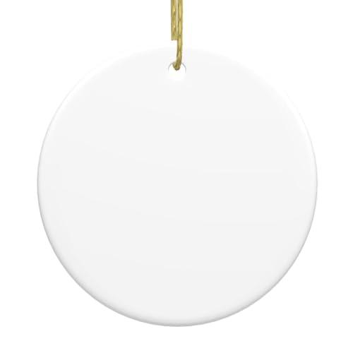 Custom Ceramic Hanging Ornaments, Customized Xmas Ornament, Round Ceramic Hanging Ornament DIY, Design by You Own hangings for Christmas Wedding Anniversary Newly-Married, Blank White, 2.9" Pack of 4