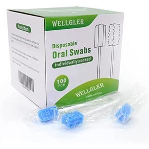 Wellgler's Oral Care Swabs Disposable- Blue 100 Counts