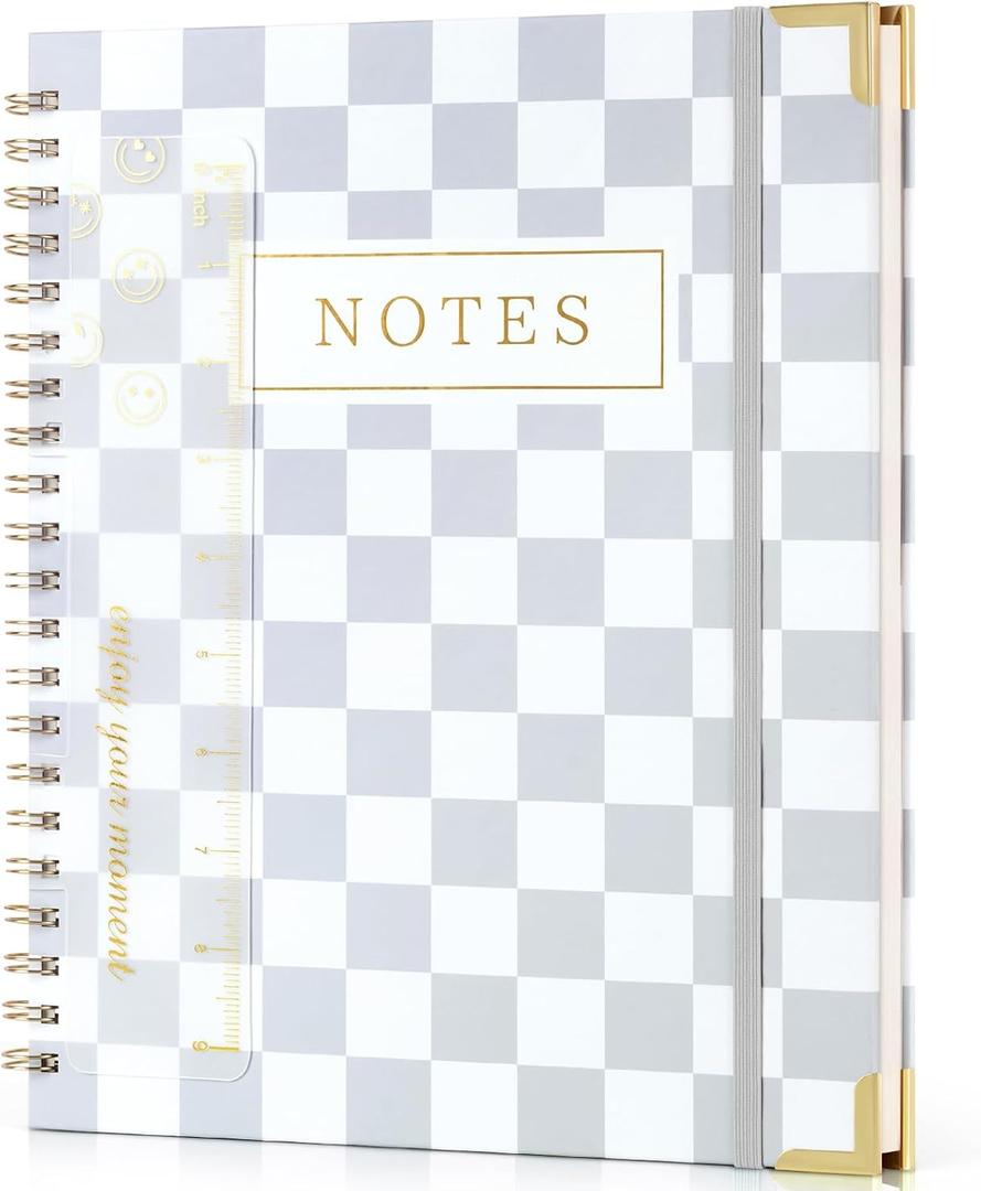 Spiral Lined Notebook Journal, A4 (8.511'') Large Grey Journal For Women Men College Ruled Journaling Notebook For Work Note Taking School Business 100 pages