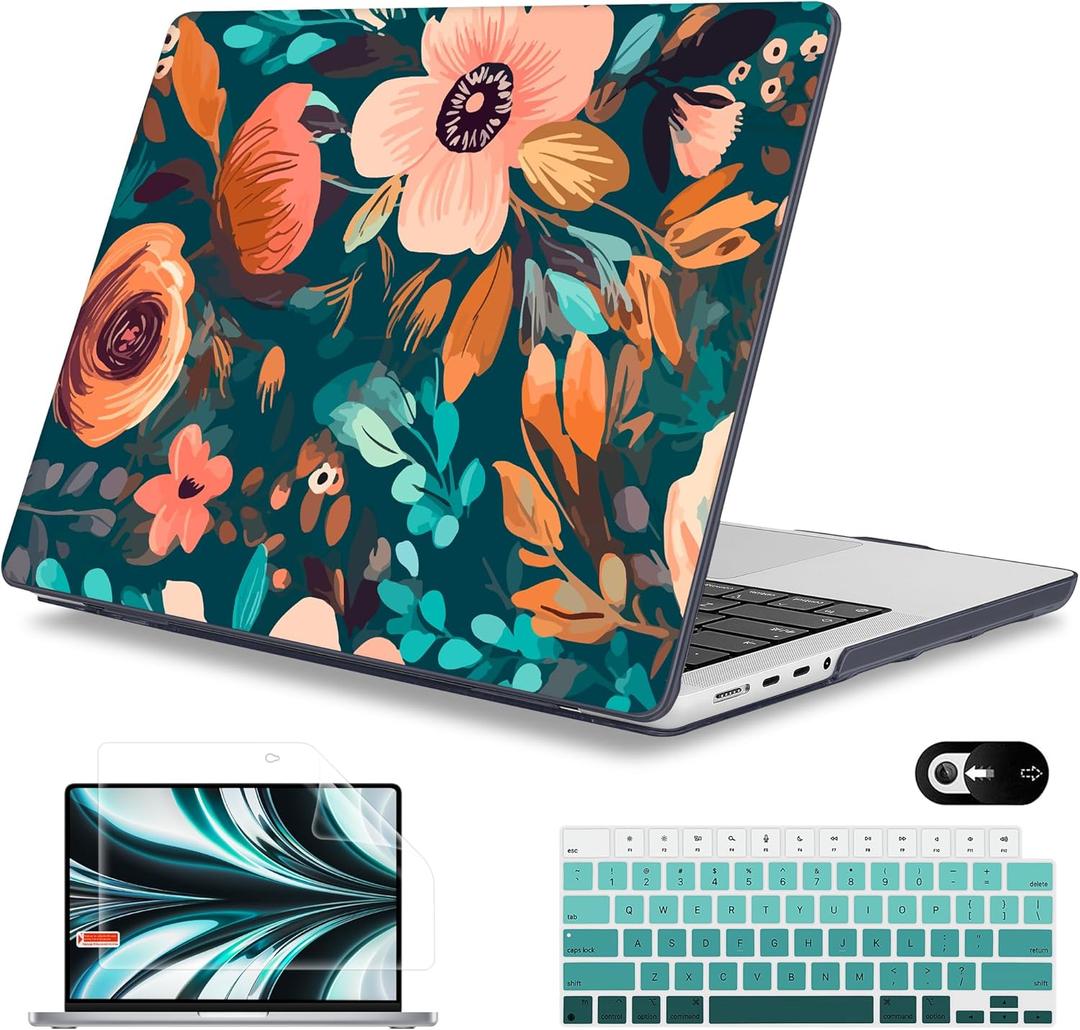 Mektron Case for 2026 M5 MacBook Pro 16 inch A3429 A3428 M4 A3403 A3186 M3 A2991 M2 A2780 M1 A2485 (2021-2025) Pro/Max with Liquid Retina XDR, Hard Shell Plastic Laptop Cover, Abstract Florals